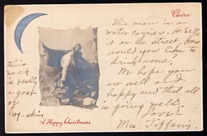 AK Kairo Ägypten 1900er Weihnachten Fotoeinsatz Wasserträger Mondsichel - Bild 1 von 2