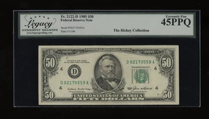 DBR 1985 $50 FRN Cleveland Fr. 2122-D Legacy 45 PPQ Serial D02170559A - Picture 1 of 2