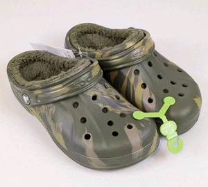 Crocs Ralen Lined Clogs Army Green Marbled Slip On Shoes Womens 7 Mens 5 NEW - Picture 1 of 11