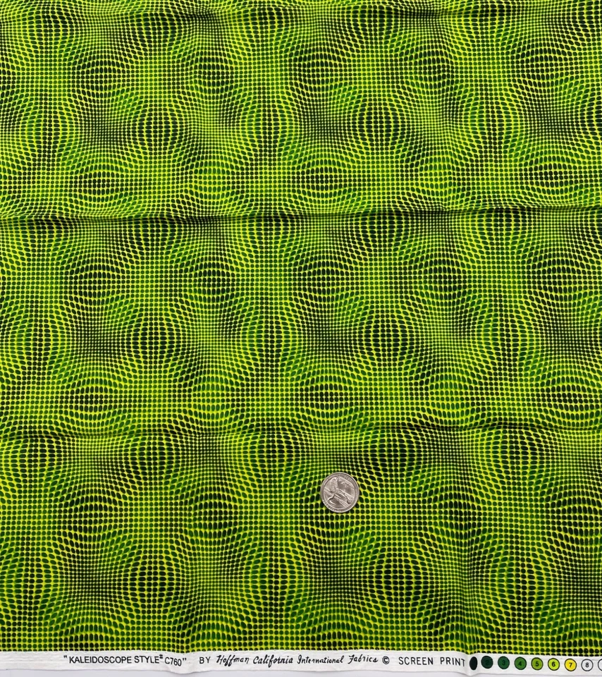 KALEIDOSCOPE #C760 by Hoffman Int'l Fabrics Green Yellow Optic Print 1/2 yd - Image 1 of 1