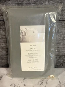 NEW CALVIN KLEIN KING FLAT SHEET DOUBLE ROW CORD 100% COTTON GRAY COLOR - Picture 1 of 4