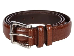 Men's Big-Tall Pebble Grain Leather Belt 32mm, Cognac, 46 - Picture 1 of 3