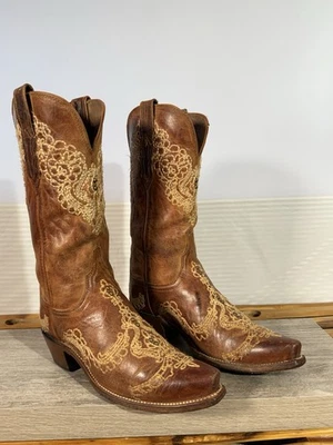 Botas vaqueras Lucchese para mujer cabra talla 6 B bordadas punta corta Foto 1 de 4