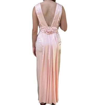 Vintage Jessica McClintock Bridal Gown Pink Sculptural Rose Back 8/4 USA Made - Image 1 of 4