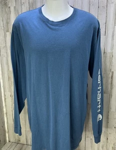 Camisa Carhartt Hombre Talla 2XLT Alta Azul Manga Larga Ajuste Original Logotipo Deletreado Trabajo - Imagen 1 de 8