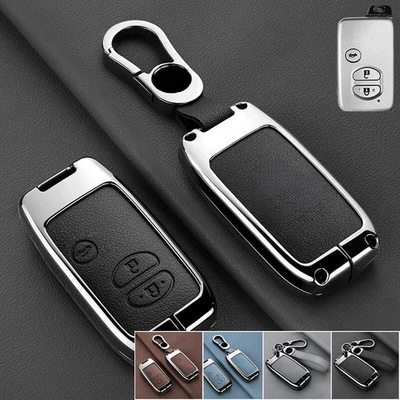 Zinc Alloy Leather Car Key Fob Case Cover For Toyota Land Cruiser Corolla Prius - Image 1 of 4