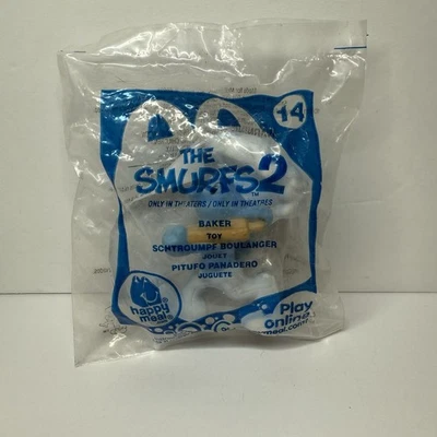 2013 The Smurfs 2 McDonalds Happy Meal Toy Smurf #14 Baker Figura Peyo Sony - Imagem 1 de 3