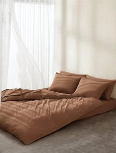 Calvin Klein Washed Percal Cotton - Solid - 3-teiliges King Duvet Set - Sandalwood - Bild 1 von 7