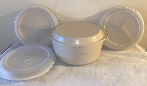 Anchor Hocking Micro Ware 5 Qt Microwave Cooker Dutch Oven Divided Plate Lid Lot - Picture 1 of 7