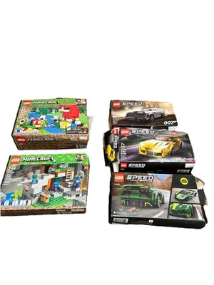 Lego Lot 5 Sets 3 Speed Champions And 2 Minecraft Misc Lot Of Opened Boxes - Image 1 of 4