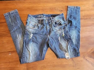 Copper Rivet Jeans Herren Blau Skinny Torn Destroyed Slim 32x32 Lack - Bild 1 von 12