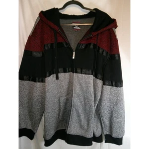 Akademiks 3XL Full Zip Hooded Sweater Gray Burgundy Black Menswear - Picture 1 of 3