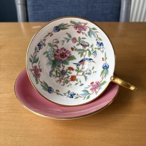 Aynsley Pembroke Bird Of Knowledge Pink Cup & Saucer *3* - Picture 1 of 19