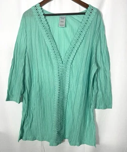 Catalina Women Tunic Top Size 2X Soft Stretch Boho Beach Coastal Vacation Mature - Picture 1 of 11