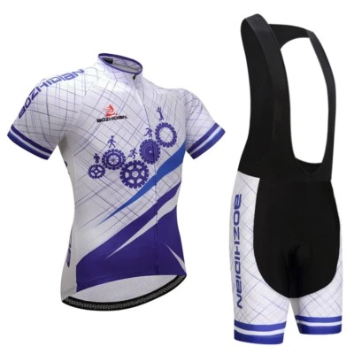 Ropa de bicicleta para hombre cremallera completa camiseta de ciclismo y kit de pantalones cortos acolchados (babero) S-5XL Foto 1 de 4