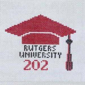 Handgemalte Nadelspitze Leinwand LB Designs Ornament Untersetzer Rutgers University - Bild 1 von 1