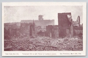 San Francisco CA Erdbeben Feuer Ruinen Telegraph Hill Turm der Gerechtigkeit Postkarte - Bild 1 von 2