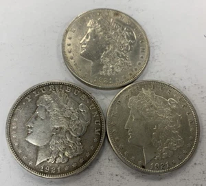 1921 P,S & D (lot of 3) $1 Morgan Silver Dollars Very Nice Lot of Coins ~ #2146 - Picture 1 of 2