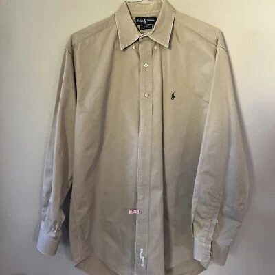 Camisa Ralph Lauren NEGRA Para Hombre Talla M MEDIANA Beige Bolsillos Frontales Algodón Grueso Foto 1 de 4
