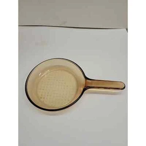Corning Ware Visions 7 Inch Waffle Bottom Fry Pan Skillet Amber Vintage France - Picture 1 of 4