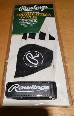 NOS Rawlings Baseball Batting Gloves Youth Blk/White Right Hand Size Small - Image 1 of 2