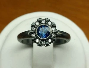 Iron Man 1.10Cts Arc Reactor Ring Lab Created Sapphire In 935 Argentium Silver - Picture 1 of 8