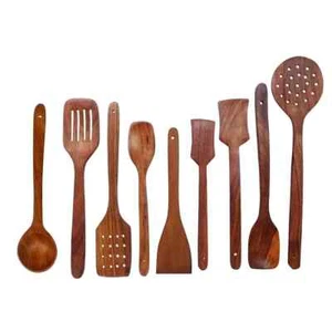 Wooden Spatula Wooden Cooking Spoon cookware and Serving Handmade Pack of 9 - Picture 1 of 4