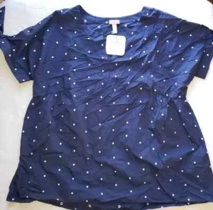 Isabel Maternity by Ingrid & Isabel Navy/White Polka Dots Short Sleeve Top XL - Picture 1 of 3