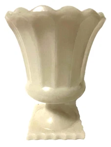 Milk Glass Vase/Candy Dish 6" Tall 4.5" Diameter Square Foot Unmarked - Picture 1 of 4