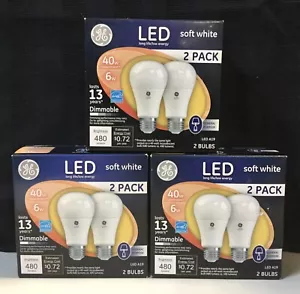 Lot 3 GE Frosted Med-Base Dimmable LED General Use Bulb Soft White 40w 2-Pk(7A) - Picture 1 of 1