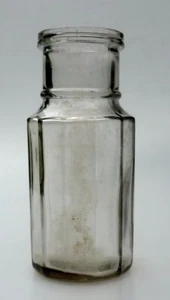 Antique Ribbed Clear Glass Bottle Jar Round Vintage No. 2 - Picture 1 of 9
