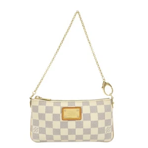 Auth Louis Vuitton Damier Azur Pochette Milla MM Mini Pouch N60027 Used - Picture 1 of 24