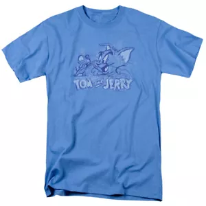 Tom and Jerry Sketchy T Shirt Mens Licensed Cartoon Merchandise Carolina Blue - Picture 1 of 2