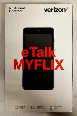 Verizon eTalk MYFLIX Prepaid Smartphone 4.95" HD Display Black 5MP Brand New - Image 1 of 2