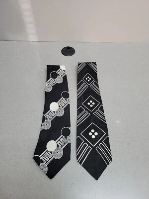 2 Funky черно-белый John Henry мужской шелк шеи галстуки - Изображение 1 из 4