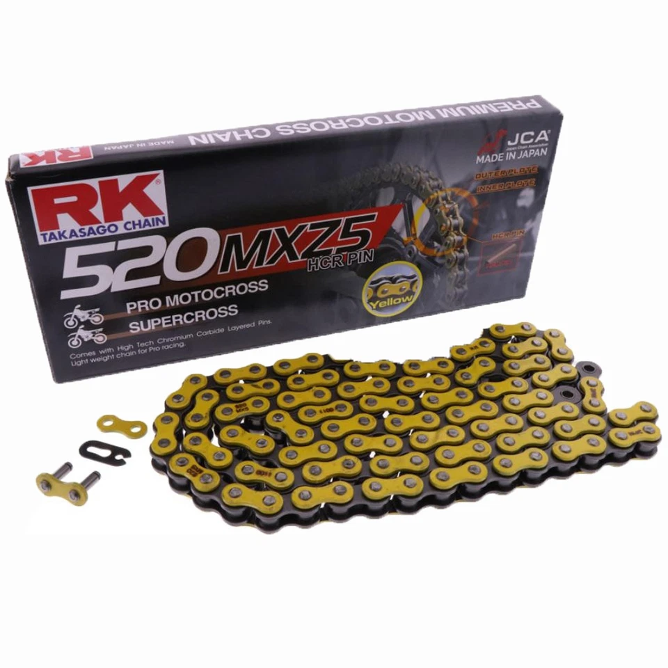 RK MXZ5 Supercross Standardkette Gelb 520 Teilung 116 Glieder offen +Clipschloss - Bild 1 von 1