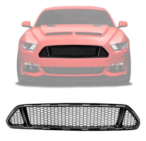 (Black ABS) For 15-17 Ford Mustang Front Upper Lightweight Mesh Grille Grill - Picture 1 of 4