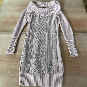 Bebe Pullover Kleid Damen M Pfirsich Rosa Rollkragen Verziert Langarm Stretch - Bild 1 von 11