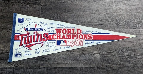 Vintage Minnesota Twins 1987 World Series Champions MLB Team Official Pennant Cover