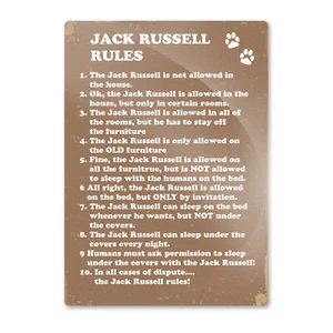 Metall Wandschild - Jack Russell Regeln - Hund Geschenk lustig Haustier niedliche Kunst - Bild 1 von 6