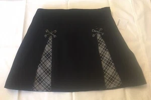 Forever 21 Black Short Skirt with Plaid and Pin Accents Size Small - Picture 1 of 5