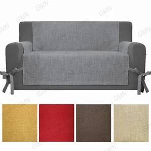 Copridivano a 2 3 e 4 posti in cotone per salvadivano con tasche lacci laccetti - Foto 1 di 12