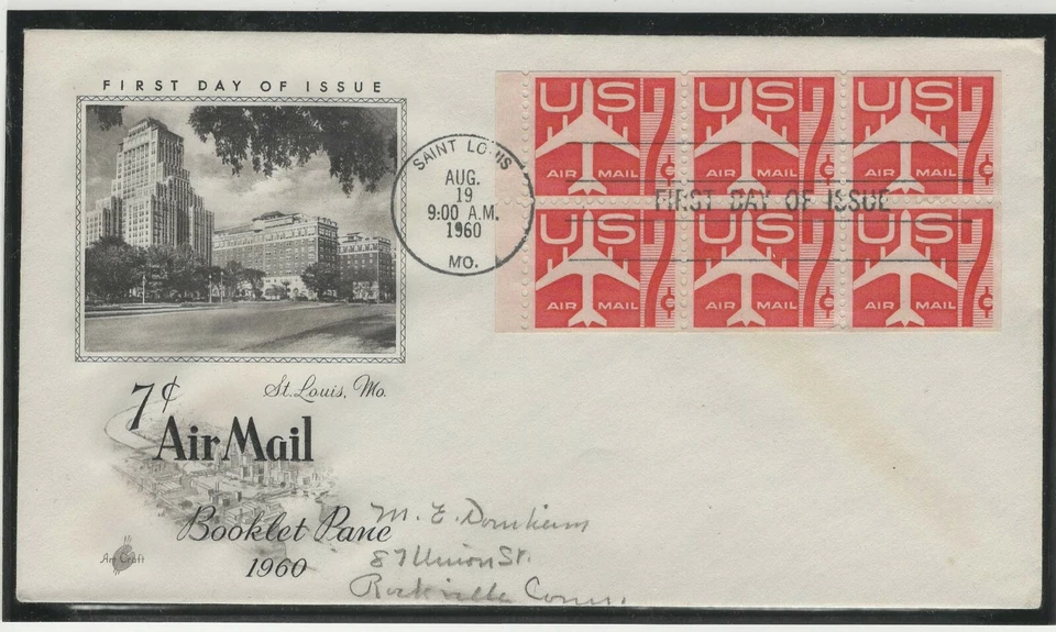 USA 1960 FIRST DAY COVER AIRMAIL COMPLETE BOOKLET PANE - Image 1 of 1