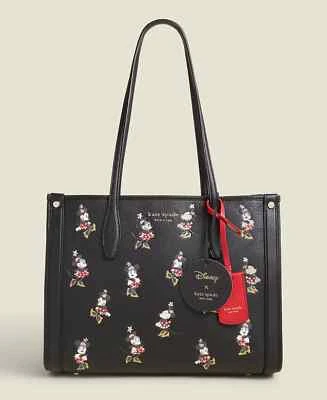 Сумка с короткими ручками Kate Spade Disney Minnie Mouse кожаная средняя рыночная ~новая с ценниками ~ черная - Изображение 1 из 4