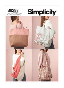 Simplicity 9298 MARKET TOTE BAGS Simplicity Sewing Pattern Size 19x 13 & 16 x 17 - Picture 1 of 6