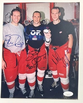Detroit Red Wings Steve Yzerman Nick Lidstrom  Steve Duchesne Signed 8x10 JSA - Image 1 of 3