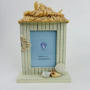 Home Studio Nautica Tiki Hut Mini Cornice Portafoto Verde 3,5"x5" Conchiglie Nuova - Foto 1 di 5