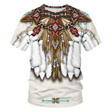 Native American Indian Chief Tribal Totem Ethnic 3D T-shirts Adult Kids Tops Tee