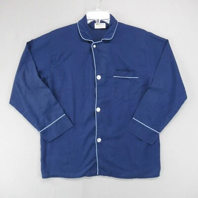 Vtg Diplomat Pajamas Top M Blue sleepwear Bottoms 60s 70s Coat Button * - Image 1 of 4