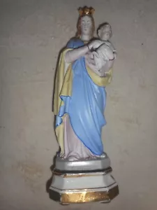 ANCIENNE STATUE RELIGIEUSE/ LA VIERGE A L'ENFANT/BISCUIT ANDENNE/FIN XIXè/H.36cm - Picture 1 of 7